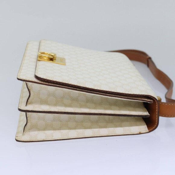 CELINE Macadam Canvas Shoulder Bag PVC White - Picture 4 of 15